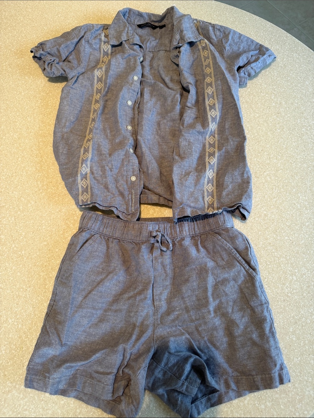Janie and Jack Blue Chambray Two-Piece Shirt and Shorts Set